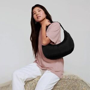 Dagne Dover Black Puffer Hobo Shoulder Bag